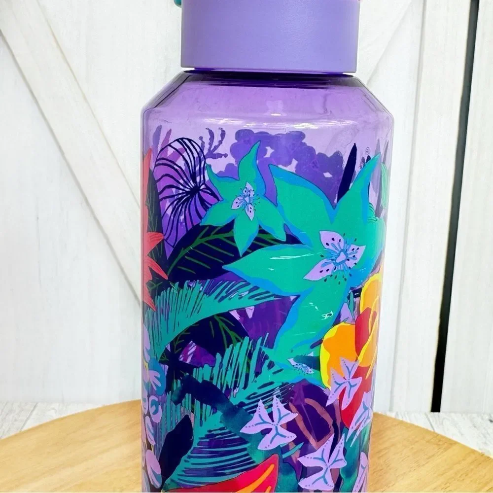 Starbucks Tropical Jungle Floral Acrylic Water‎ Bottle Purple Multi 24oz